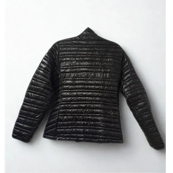 Patagonia Ultralight Down Jacket Women’s Large Black 800 Fill Puffer Patched - Picture 2 of 6